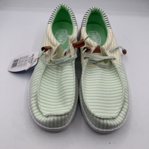 Hey Dude Wally Tri Nu Prep Shoes Mens Sz 13 Green Ash/Yellow SLip On Loafers NWT main image 4